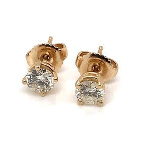Genuine Diamond Stud Earrings in 14K Yellow Gold (0.80 ctw)